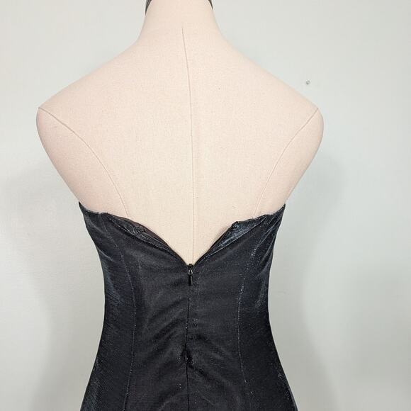 Vintage Jump Prom Dress Maxi Ball Gown 4 Blue Black Y2K Metallic Princess Goth - Picture 6 of 14